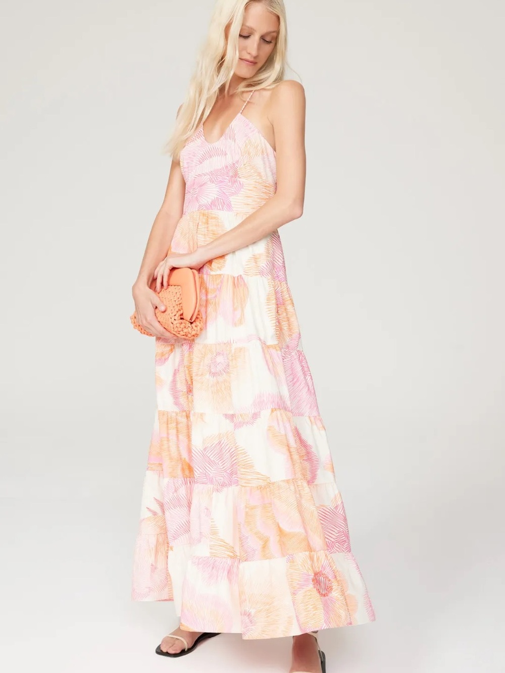 Hutch Astor Maxi Pink & Peach Floral Tiered Dress